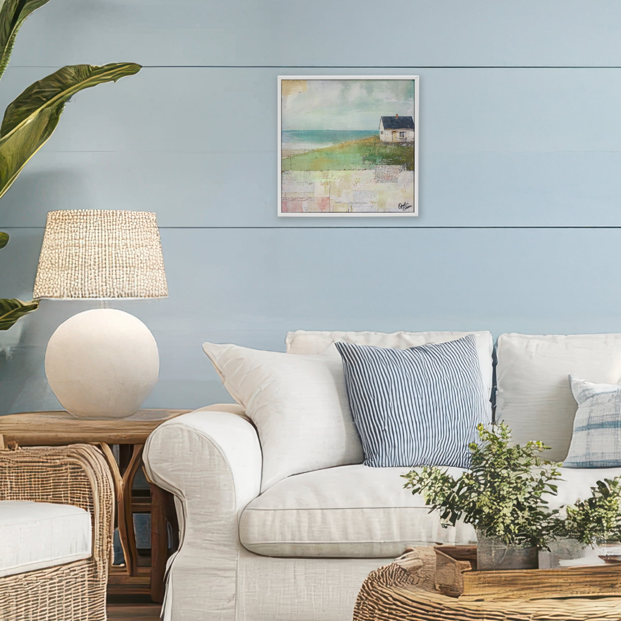 Stupell Industries Quiet Place By The Coast White Framed Giclee Art, design by Opal Edison