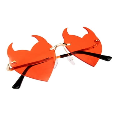 Heart Sunglasses Frameless Ladies Dupes for Women Shape Clear Rimless Irregular