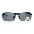 thumbnail image 2 of Polarized Mens Rimless Sport Metal Rim Rectangular Sunglasses All Black, 2 of 4