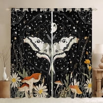 Feelyou Dreamy Moth Butterfly Black Out Curtains, Mushroom Groovy Flower Curtains Pack of 2 (42x63 Each), Mystic Constellation Bedroom Curtains, Living Room Curtains Decor