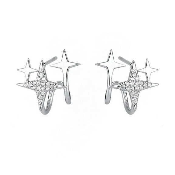 Fiaya Women Post Star Earrings, Small Star Stud Earrings, Elegant Unique Personality Style Ear Studs, Asymmetric Cute Tiny Earrings for Women