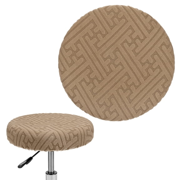 Uxcell 1-Pack Bar Stool Covers Round, for 14-16 Inch Polyester Strip Pattern Seat Covers with Elastic Bands [Light Brown]