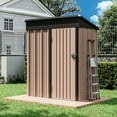thumbnail image 2 of Bapipro 5' x 3' ft Outdoor Storage Shed with Base Frame, Garden Shed with Lockable Door，Metal（Brown）, 2 of 8