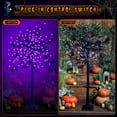 7ft Halloween Black Tree Decor with 98 LED Glitter Purple Spider Lights