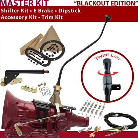 American Shifter 4L80E Shifter Kit Black 23 in. Swan E Brake Cable Clamp Trim Kit Dipstick for DE841