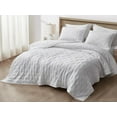 thumbnail image 2 of Chezmoi Collection Glen 3-Piece Crescent Stitched Quilt Set, Oversized King Size, White, Rayon Derived from Bamboo & Polyester Blended, Soft Breathable Cooling Bedspread for Hot Sleepers, 2 of 9