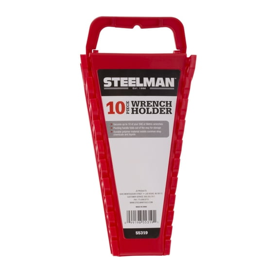 STEELMAN 55319 Universal 10-Tool Wrench Holder, Red