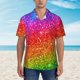 thumbnail image 2 of Balery Colorful Glitter Camisas hawaianas de manga corta para hombre, camisas playeras de corte holgado, camisas de vacaciones con botones,Small, 2 of 7