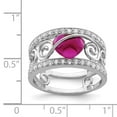 thumbnail image 5 of 925 Sterling Silver Rhodium-plated Red Heart Cubic Zirconia and Clear Cubic Zirconia Ring Size 7, 5 of 6