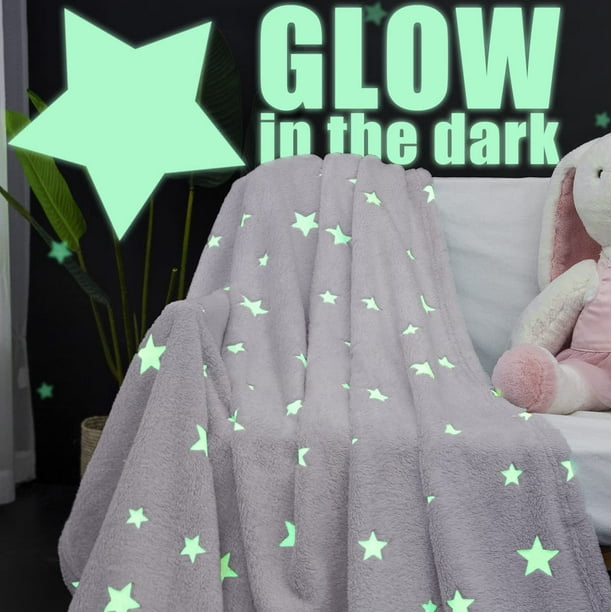 HTOOQ Star Blanket Grey Throw Blanket Glow in The Dark Blanket for Couch Bed Flannel Fleece Blanket Throw for Baby Kids Gray Luminous Fall Throw Blanket Gifts All Season 4HTOOQ x6HTOOQ Inch