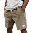 thumbnail image 2 of LTTVQM Mens Corduroy Shorts Casual Elastic Waist Drawstring 2026 Summer Beach Loose Fit Shorts Khaki 4XL, 2 of 4