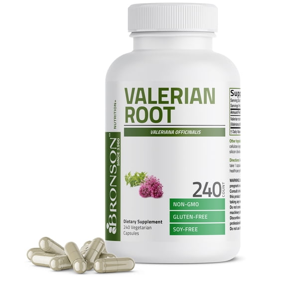 Bronson Valerian Root 1200 mg per Capsule Valerian Officinalis, Herbal Sleep Aid Promotes Relaxation - Non-GMO, 240 Vegetarian Capsules