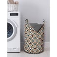 thumbnail image 3 of Geometric Laundry Bag, Abstract Mosaic with Half Spirals Forming Digital Circle Lace Display, Basket with Handles Drawstring Closure for Laundromats, 13" x 19", Sepia Ruby Dark Blue, by Ambesonne, 3 of 4