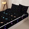 thumbnail image 3 of Homewish Colorful Cats Zipper Twin Comforter Sets with Fitted Sheet and 2 Pillowcases,Cartoon Animal Themed Zipper Bedding Set,Black,Black Reversible,4pcs, 3 of 8