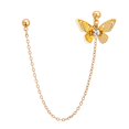 thumbnail image 7 of Grandest Birch（two for one）1Pc Butterflies Rhinestone Alloy Chain Tassel Piercing Ear Clip Earring for Outdoor-Golden, 7 of 7