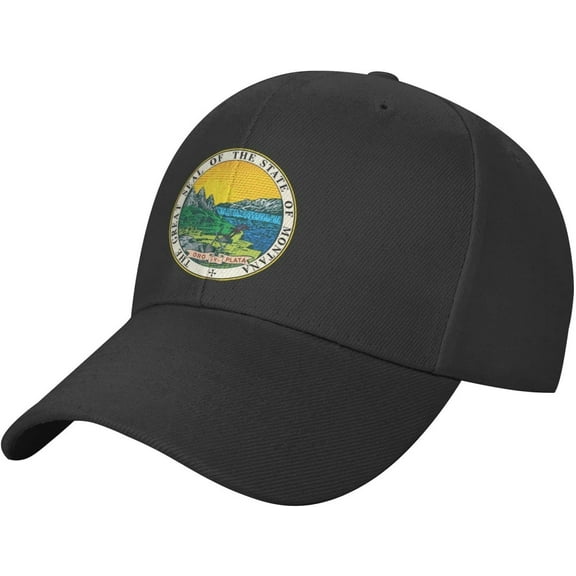 State Seal of Montana Plain Baseball Caps Adjustable Washed Twill Low Profile Dad Hats for Men Women Black