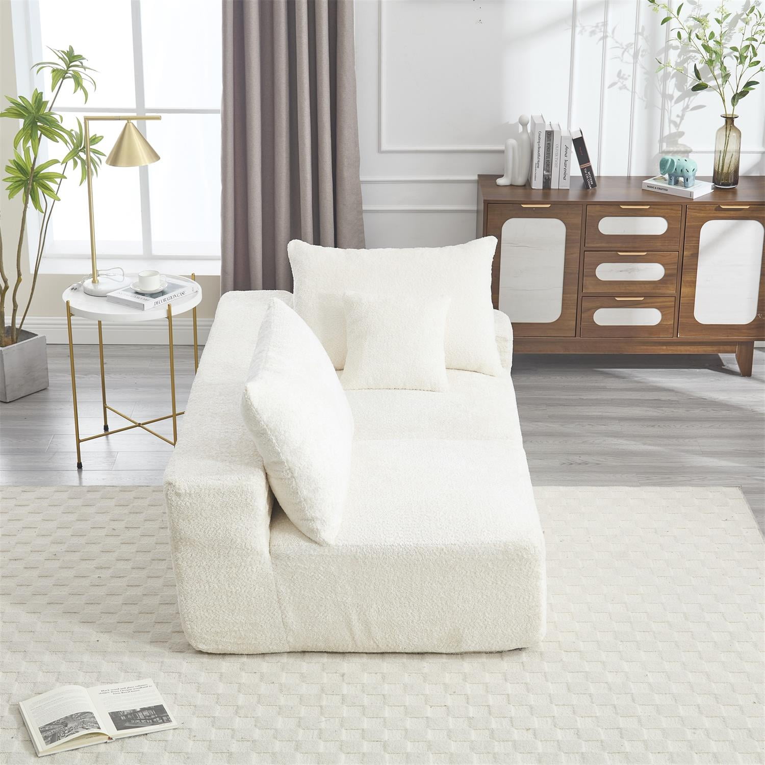 Demi Bonn 67" Premium Fabric Sofa, Cozy 2-Person Couch for Living Room and Office, Comfort Style Lazy Leisure Seat, White