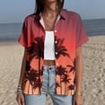 thumbnail image 4 of Yopmin Women's Hawaiian Shirts Palm Tree Lapel Button Down Short Sleeve Beach Shirts Summer Basic Tops for Travel, 4 of 7