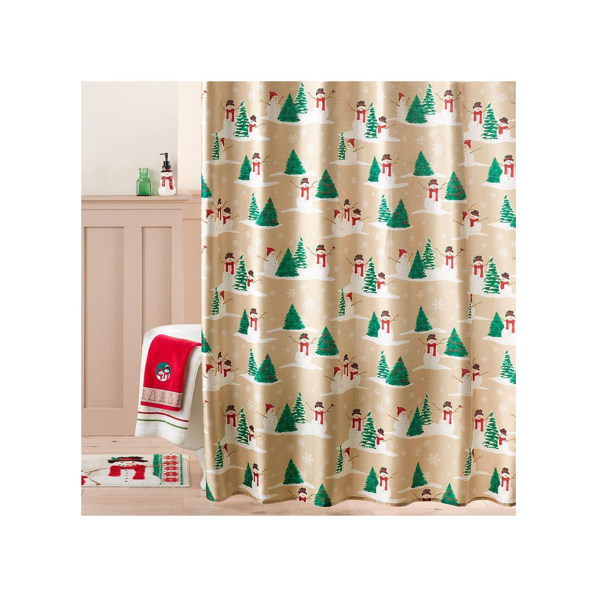 St Nicholas Square Merry Mistletoe Toss Christmas 70x70 Snowman Shower Curtain for sale online 