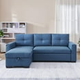 thumbnail image 4 of Tufted Sectional Chaise Sofa Sleeper with Storage in Blue, 4 of 14