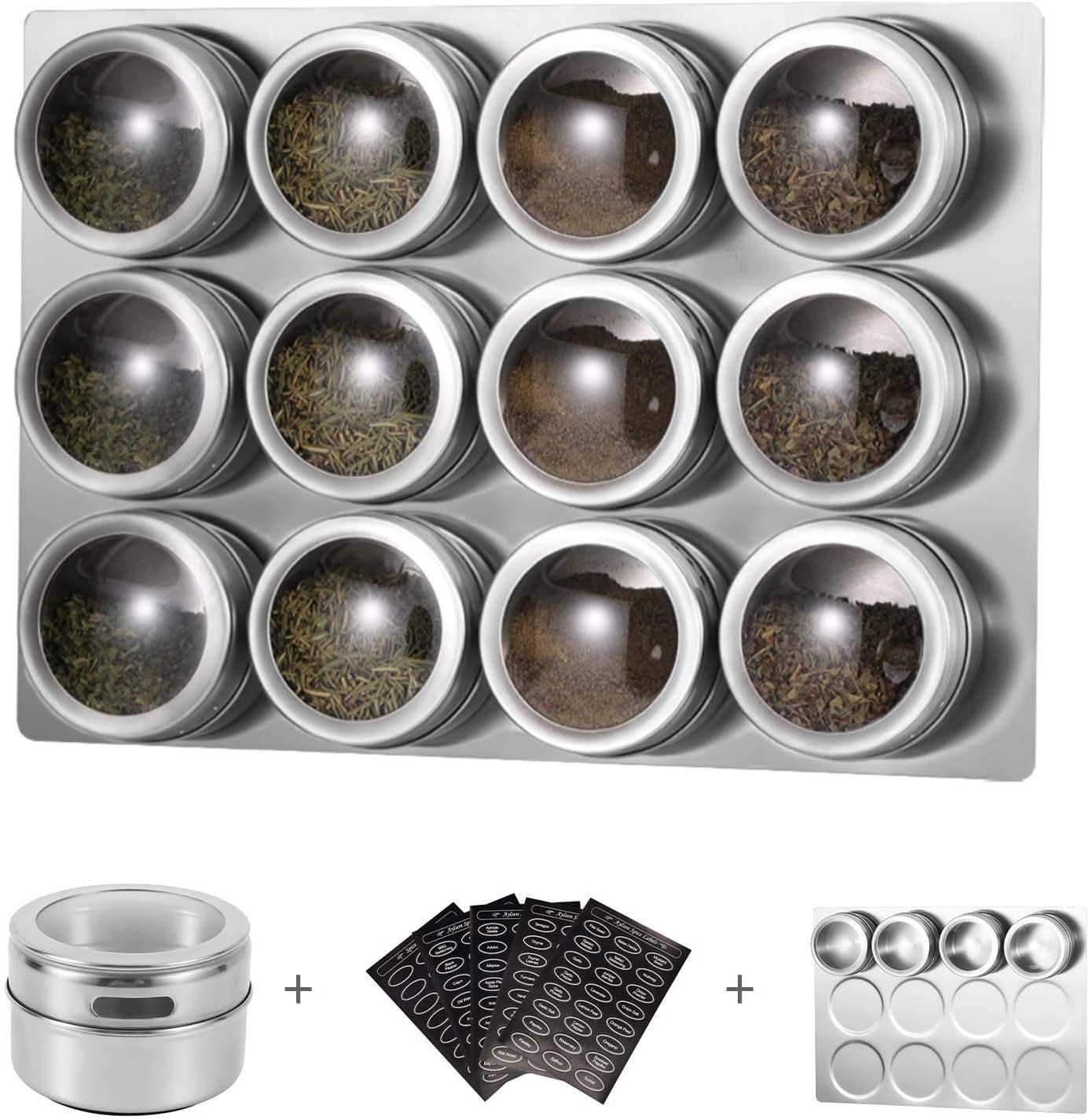 Magnetic Spice Storage Container Jar With Stickers Tins Rack Holder Steel Magnetic Spice Storage Container Jar With Stickers Tins Rack Holder Steel