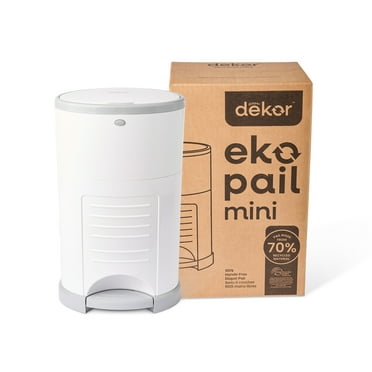 Dekor Eko Mini Diaper Pail Made with 70% Recycled Materials, Hands-Free: Step–Drop–Done | Cost-Effective Refill System | White