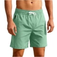 thumbnail image 5 of lcziwo Men Shorts with Pockets Twill Summer Holiday Elastic Waist Trunks Camping Fishing Outdoor Drawstring Dress Shorts Green XL, 5 of 10