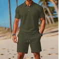 thumbnail image 2 of Migroa Mens Casual 2 Piece Outfits Lounge Sets Lightweight Breathable Golf Short Sleeve And Drawstring Shorts Outfits For Beach Vacation Green 2Xl, 2 of 3
