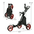 thumbnail image 2 of Gymax 3-Wheel Foldable Golf Push Pull Cart Trolley w/ Adjustable Handle Red, 2 of 10