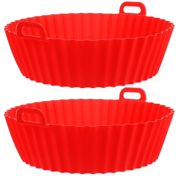 TABLZONE 2-Pack Red Silicone Air Fryer Basket Liners Nonstick Reusable Baking Mats for Multipurpose Cooking