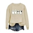 thumbnail image 4 of Halloween Womens Sweatshirts Crewneck Ghost Printed Shirts Fall Winter Long Sleeve Sweaters Casual Blouses Loose Fitting Hoodless Sweatshirt Pullover Top Halloween Costumes, 4 of 5