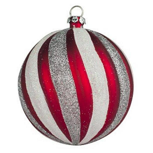 275 In Swirl Ball Ornament Red Silver Pack Of 4 Walmart Com Walmart Com
