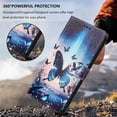 thumbnail image 6 of Colorful Painted Wallet Phone Case for iPhone 17 6.3" , PU Leather Flip Folio Cover With Card Slots, Magnetic Closure, Kickstand, Shockproof Protective Phone Case,Blue Butterfly,For iPhone 17, 6 of 10