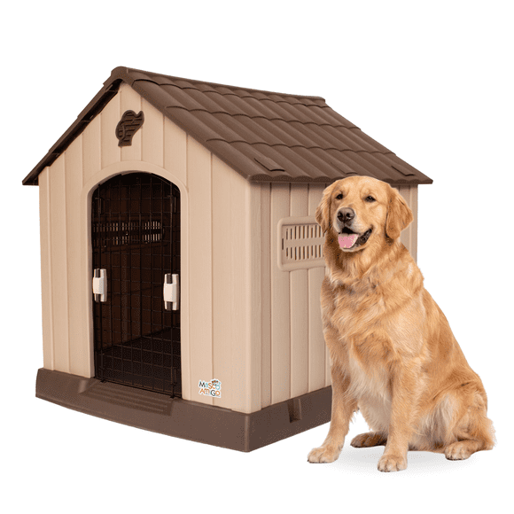Casa Para Perro Grandes MascoAmigo con Puerta Térmica 98x94x98 cm Café