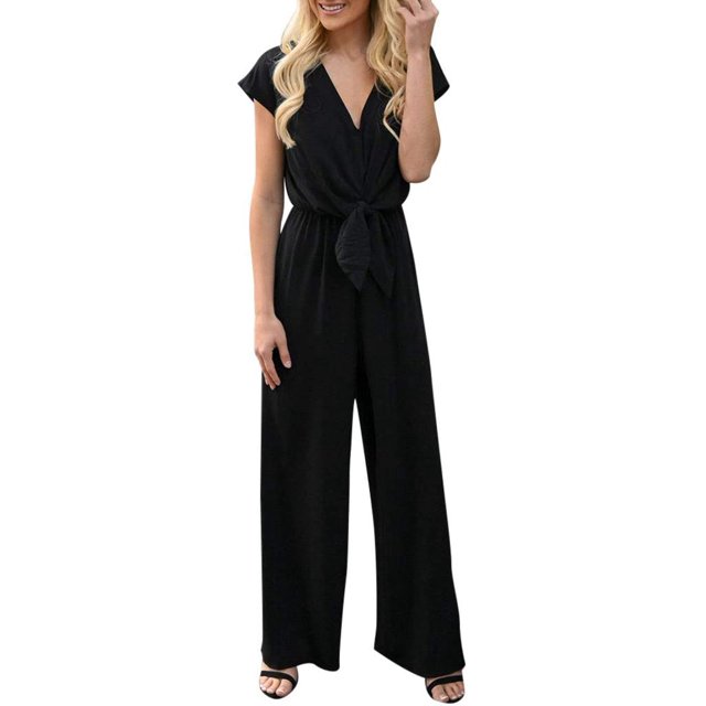 Xishao overol para mujer, de verano con cuello en V y cordones de manga corta Xishao ropa