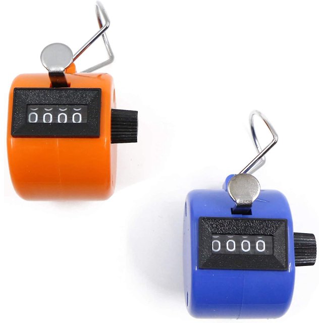 Velocímetro manual Juego de velocímetro mecánico de 4 dígitos sin batería Naranja y azul, vueltas / deportes Feliz Sencillez