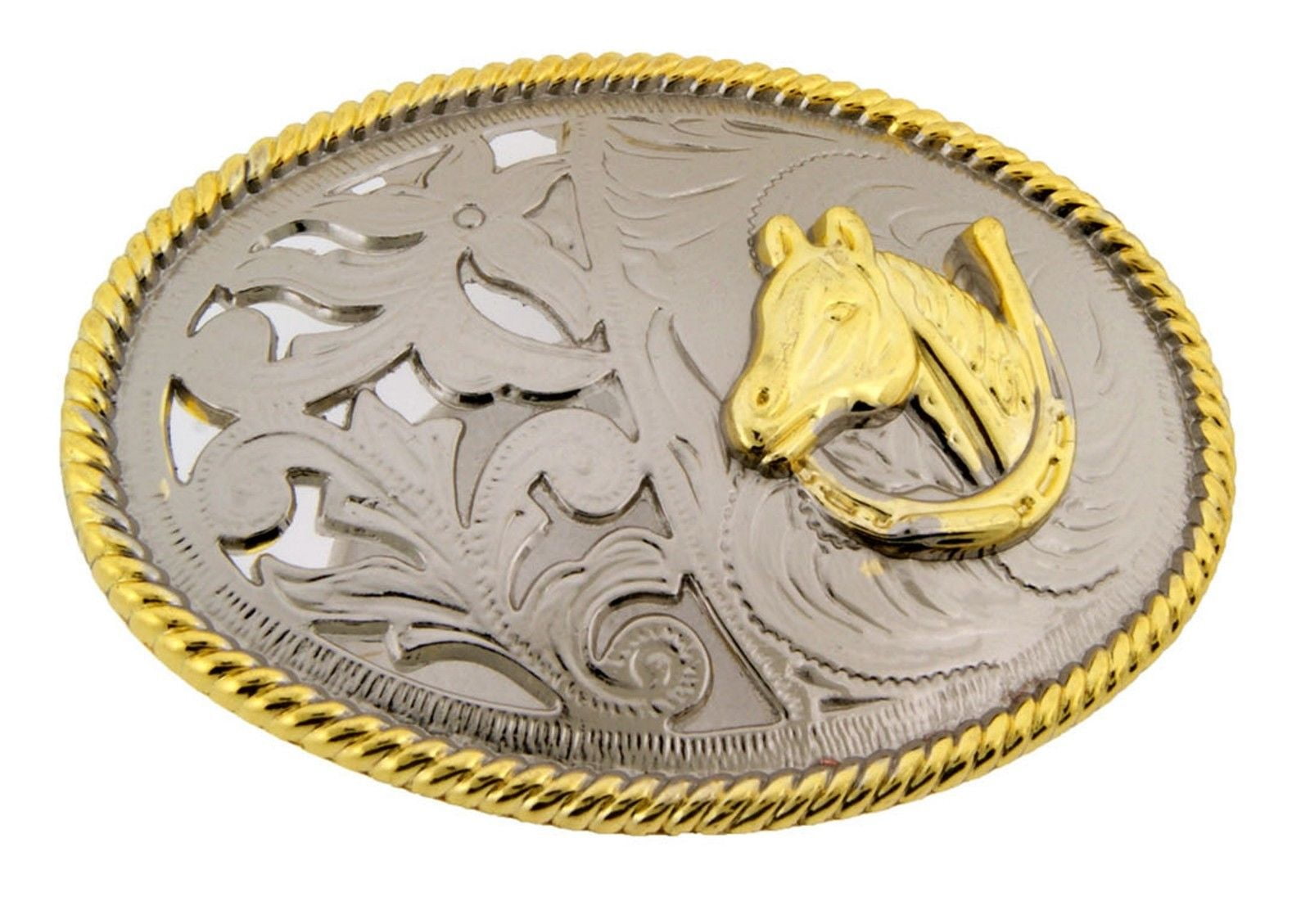 Western Rodeo Oval Concho Golden Cowboy Premium Belt Buckle