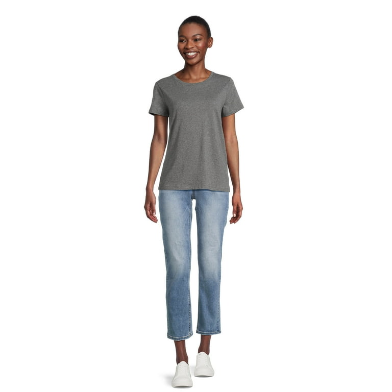 Time and Tru Women s Crewneck Tee with Short Sleeves 5 Pack