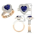 thumbnail image 4 of Dazzlingrock Collection 8mm Heart Blue Sapphire & Round White Diamond Double Halo Engagement Ring Set for Women (0.65 ctw, Color I-J, Color I2-I3) in 10K Rose Gold, Size 9.5, 4 of 6