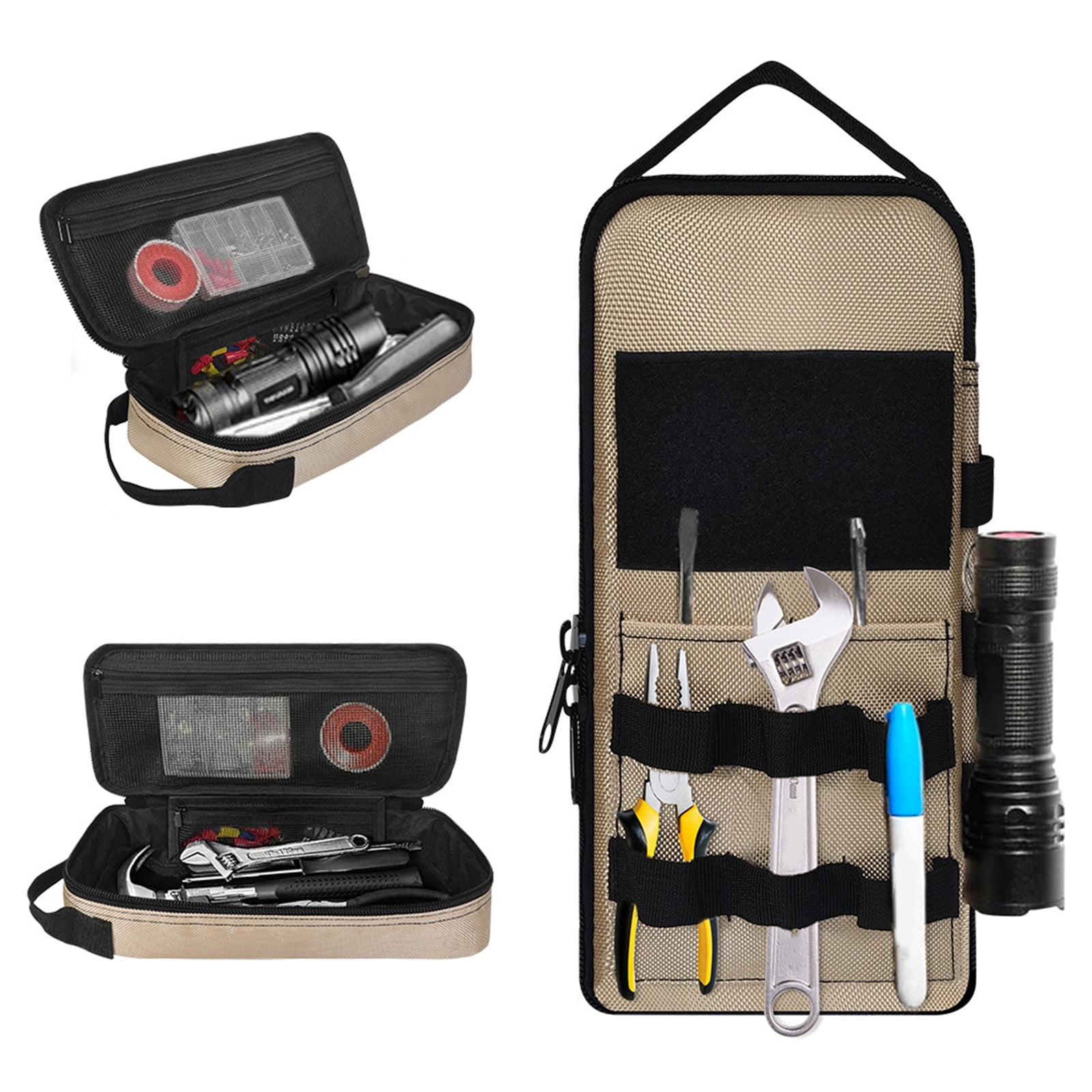 BIBABLYKE Heavy Duty Small Tool Bag Pouch Portable Utility Organizer Case with Handle for Motorcycle Road Bike Electrician