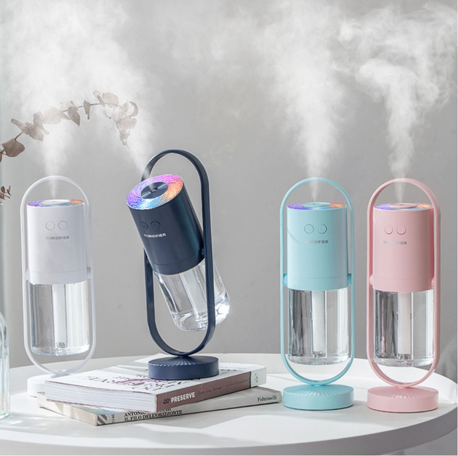 Rechargeable Mini Humidifier, Colorful Cool Mist Humidifier with 7 Color Light, Small Personal Desktop Humidifier for Baby Bedroom, Office, Nursery, Travel with Auto Shut-Off, Super Quiet