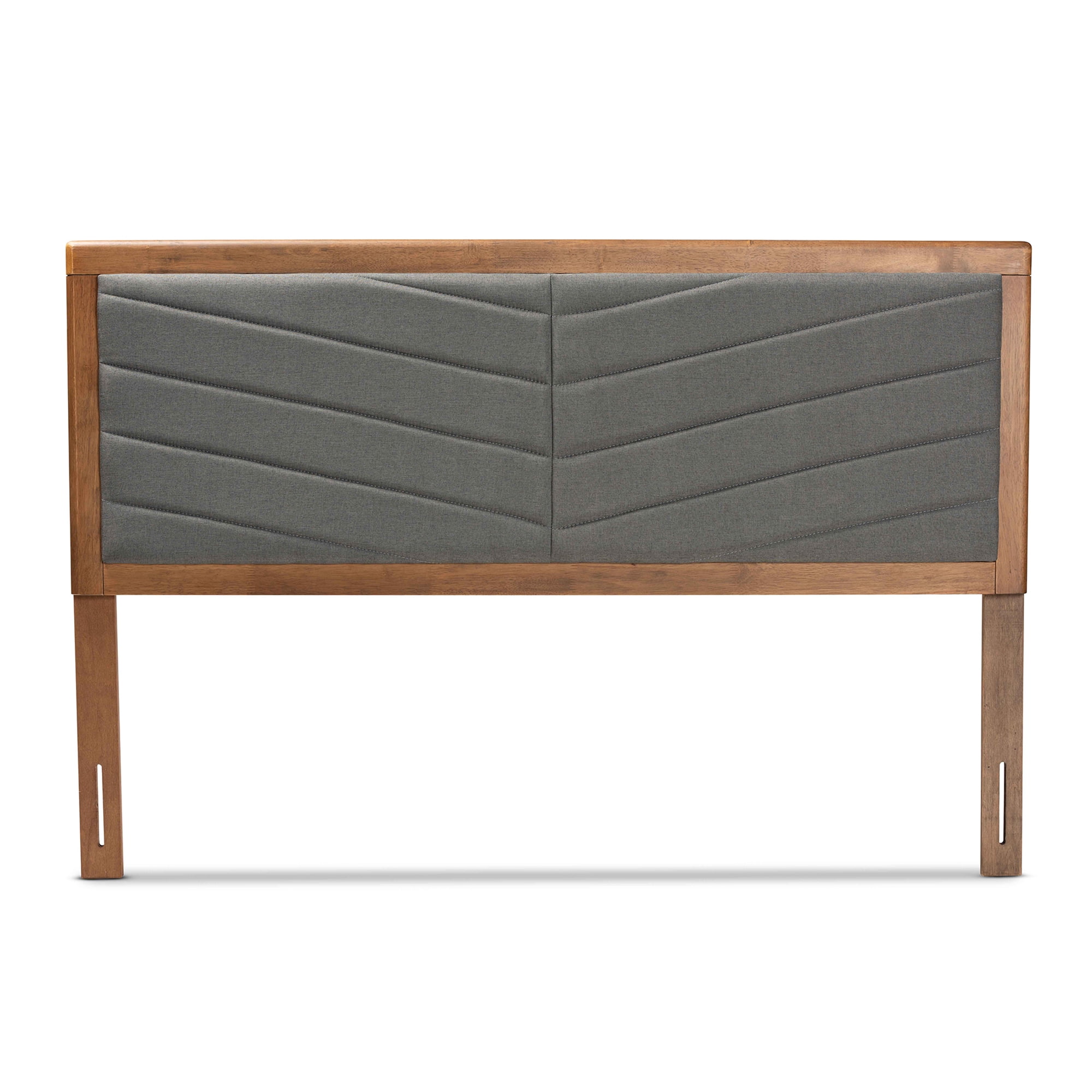 Baxton Studio Iden Modern and Contemporary Dark Grey Fabric Upholstered and Walnut Brown Finished Wood Queen Size Headboard