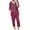 Hot Pink, variant on LYXSSBYX 2 Piece Outfit for Women Fall Women's Casual and Fashionable Solid Color Double Pocket Button Up Five Quarter Sleeve Top and Pants Set