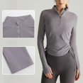 thumbnail image 3 of Camiseta deportiva de manga larga con media cremallera, ropa de ejercicio para mujer, correr, Fitness, camisa de Yoga de secado rápido, ropa deportiva para mujer, 3 of 5