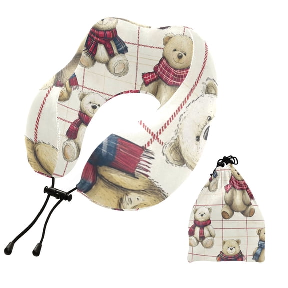 BZSMCE Travel Pillow Cuddly Companions in Cozy Scarves Pattern 10.5x9.5x6in