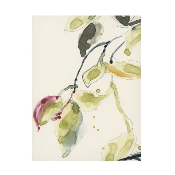 Trademark Fine Art Jennifer Goldberger 'Leaf Branch Triptych I' Canvas Art