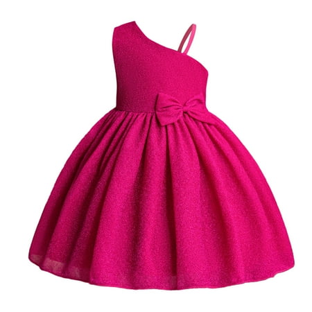 

OJinShaWanO Teal Flower Girl Dresses Child Girls Pageant Dress Party Bow Knot Sleeveless Gown Dresses Hot Pink Cotton Blend 5-6 Years