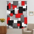 thumbnail image 2 of Red Black Geometric Sheer Curtains 84 Inches Long, Modern Abstract Art Block Light Filering Curtains, Breathable Simi Curtain Privacy Drapes for Living Room Bedroom Lightweight Window Treatment, 2 of 9
