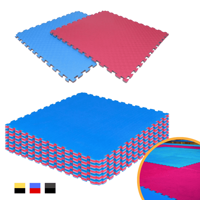 Tatami Piso de Hule Profesional Para Gimnasio Artes Marciales Marthing Tapete Ejercicio, Protector de Piso Maquinas de Ejercicio Facil de Colocar y Limpiar Antidezlizante Bicolor Gris / Negro
