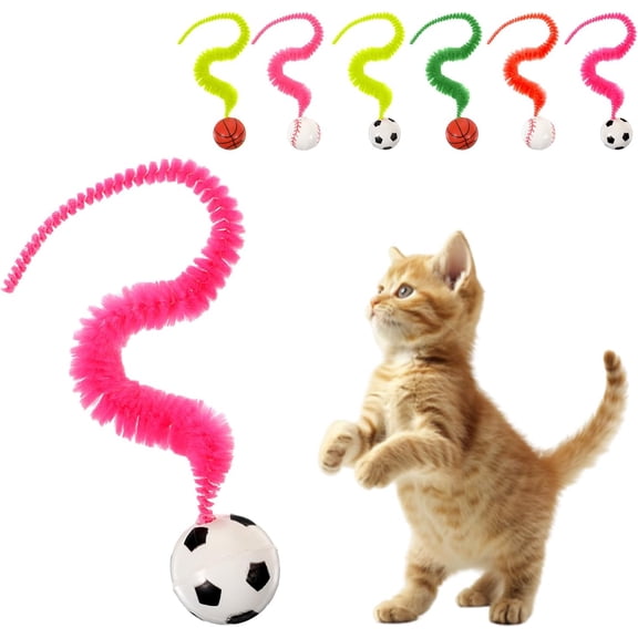 6-Pack Colorful Cat Bouncy Balls with Tails – Plush Magic Worm Toys for Interactive Pet Play